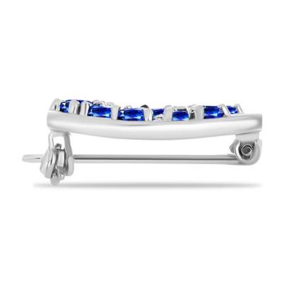 BUY BROOCH WITH NATURAL BLUE SAPPHIRE GEMSTONE IN 925 SILVER 